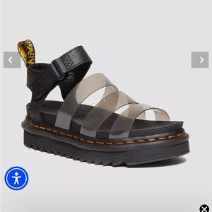 Dr. Martens BLAIRE JELLY GLITTER STRAP SANDALS Black and Transparent Sandals